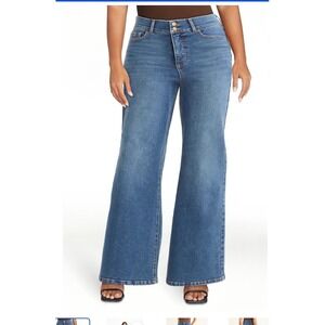 Women's Plus Wide Leg High Rise Jeans Sz 16 Boho Festival 90s Y2K Businesscasual